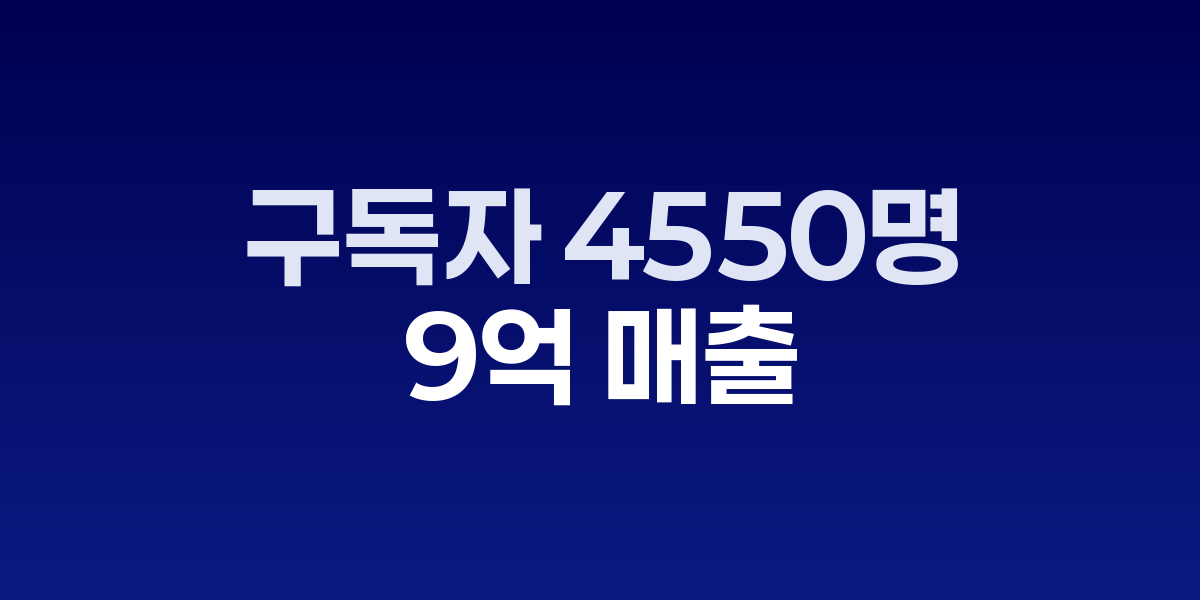 '구독자 4550명으로 9억 매출' 유튜브 월 1000만원 달성 비밀 공개 : 출처- 주언규