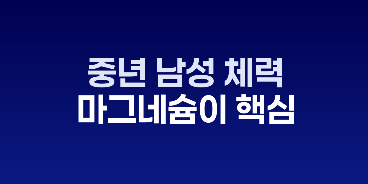 중년 남성 체력 회복, 마그네슘이 핵심